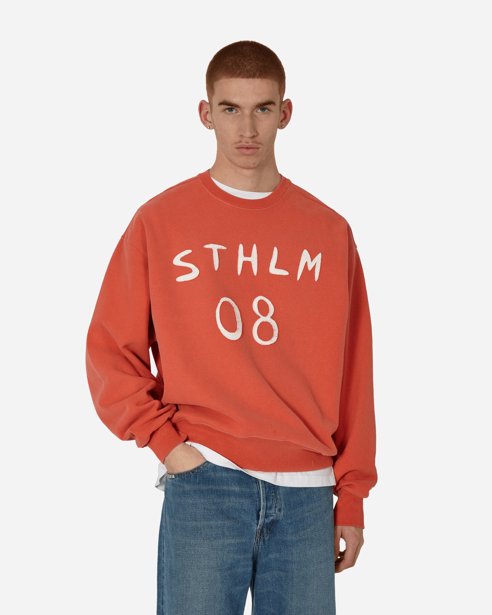 Patch Print Crewneck Sweatshirt Chili Orange – Slam Jam