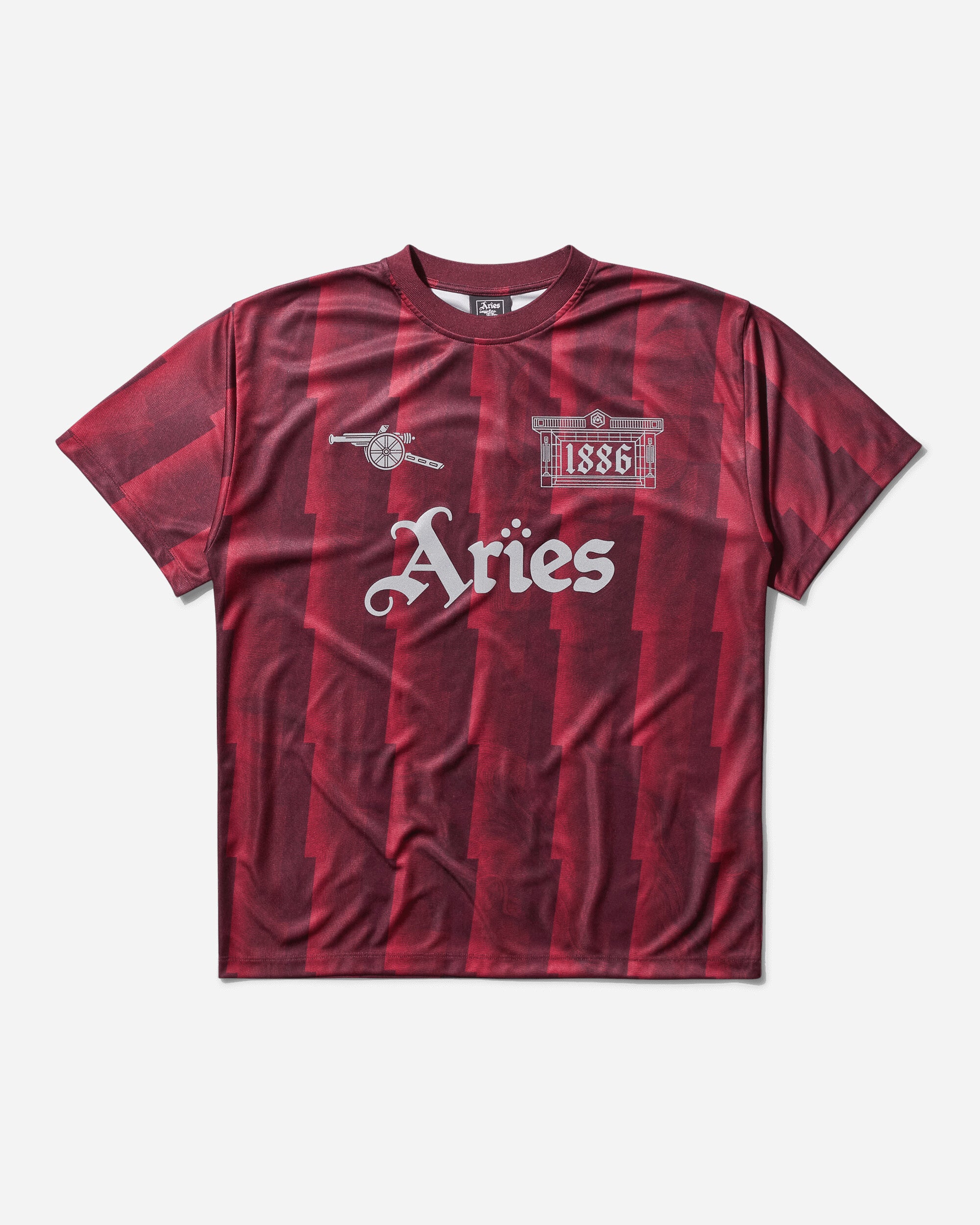 Aries Arsenal X Aries Lightning Stripe Poly Tee Red T-Shirts Shortsleeve U06692 RED