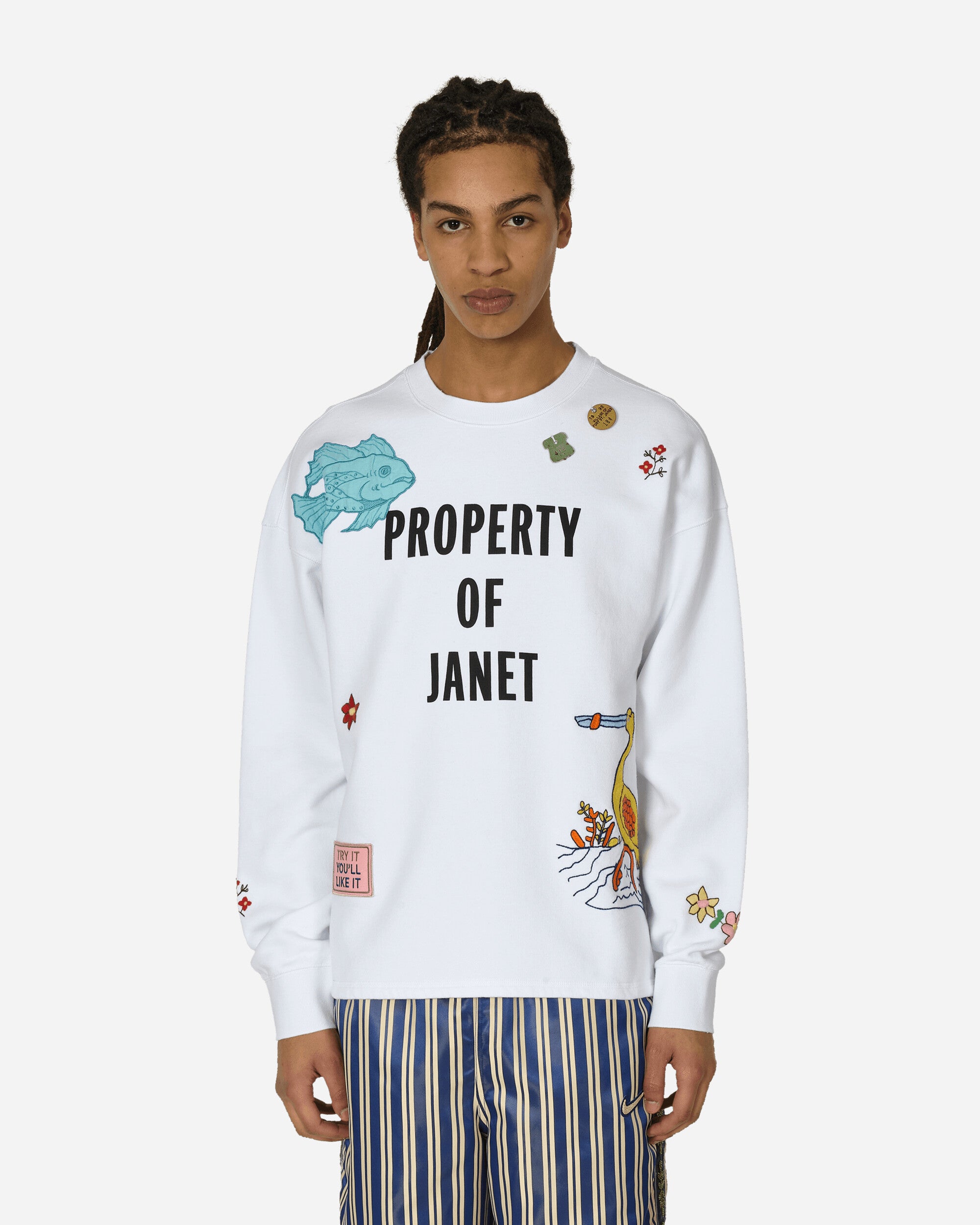 Property Of Janet Crewneck Sweatshirt White