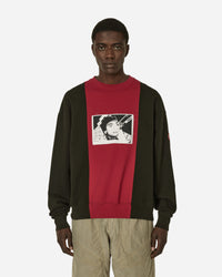 Cav Empt Paneled Two Tone Crew Neck Red Sweatshirts Crewneck CES25CS13 RED