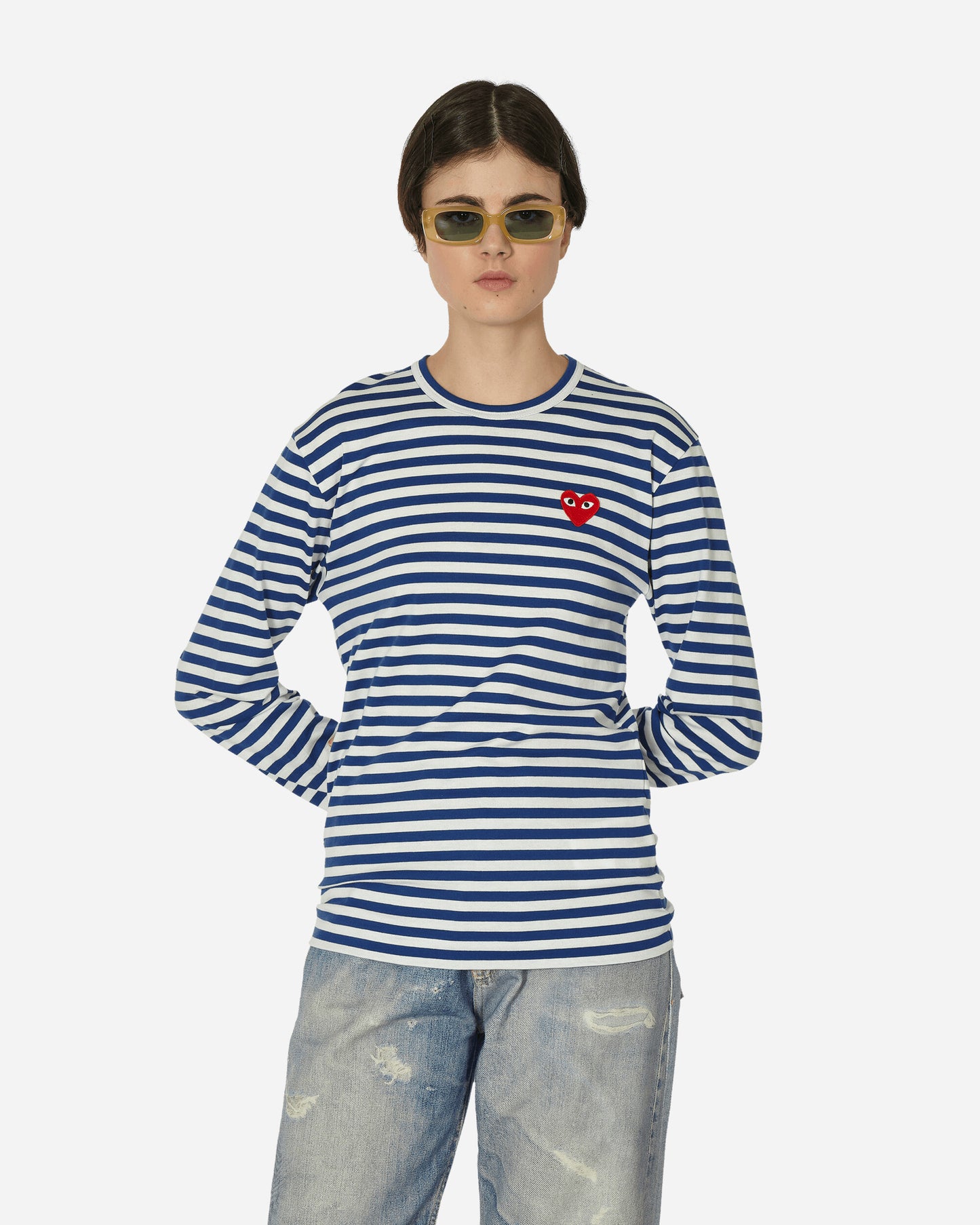 Comme Des Garçons Play Men'S T-Shirt Long Sleeve Navy T-Shirts Longsleeve P1T164  2