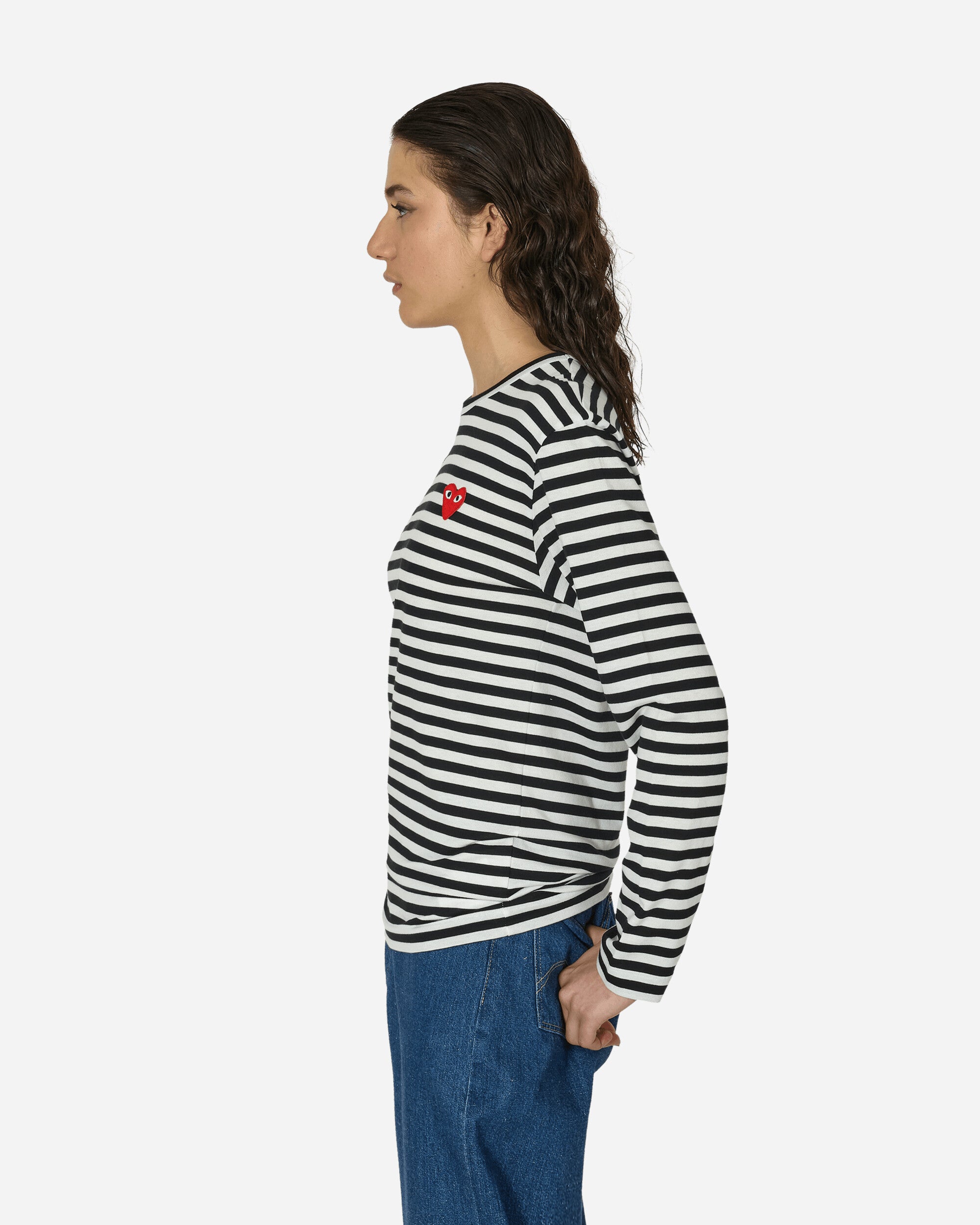 Comme Des Garçons Play Stripe T-Shirt Long Sleeve Knit Black T-Shirts Longsleeve P1T164  1