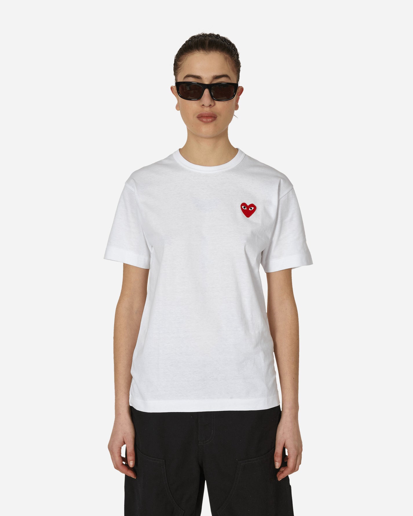 Comme Des Garçons Play T-Shirt Short Sleeve Knit White T-Shirts Shortsleeve P1T108  2