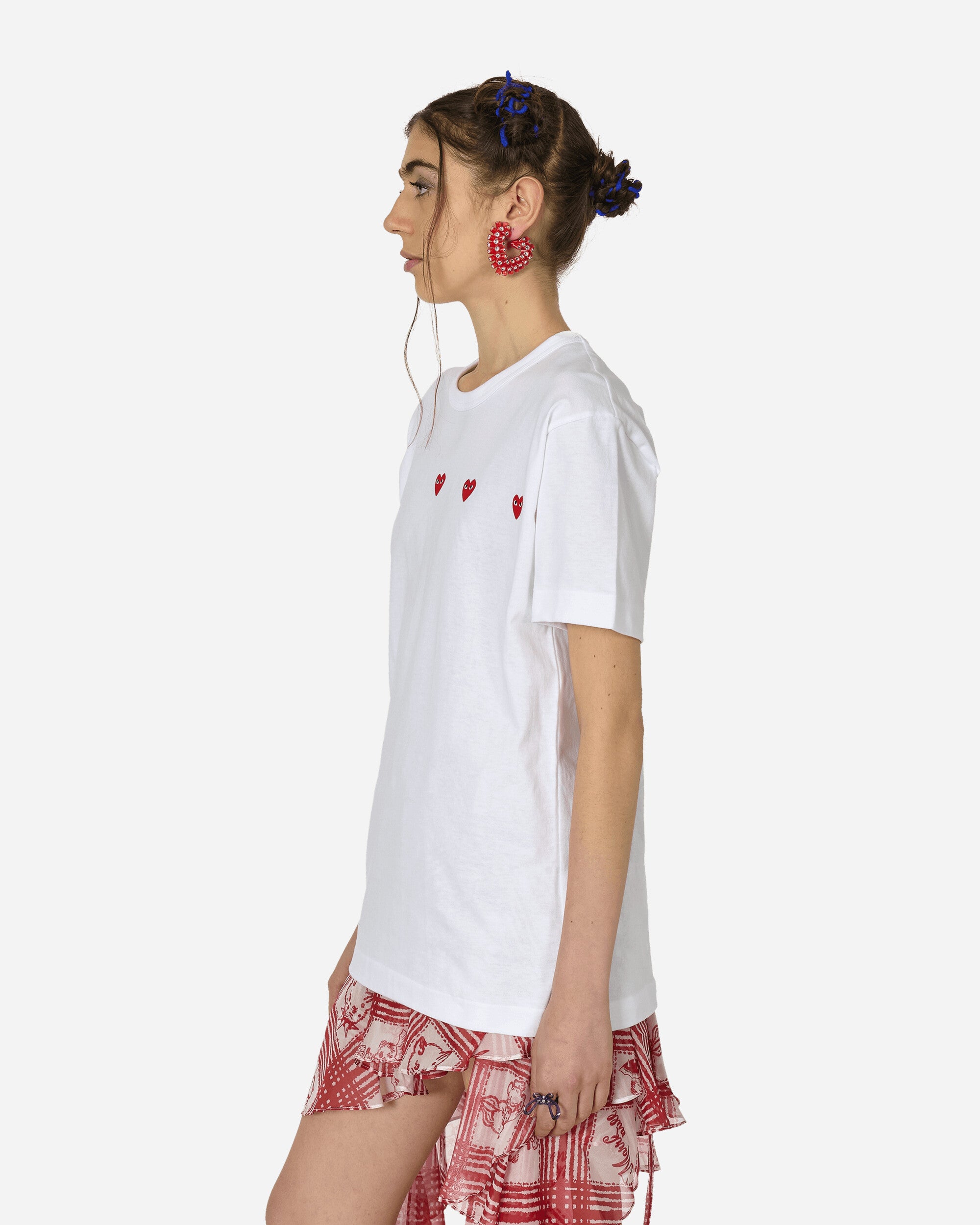Comme Des Garçons Play T-Shirt Short Sleeve Knit White T-Shirts Shortsleeve P1T337  3