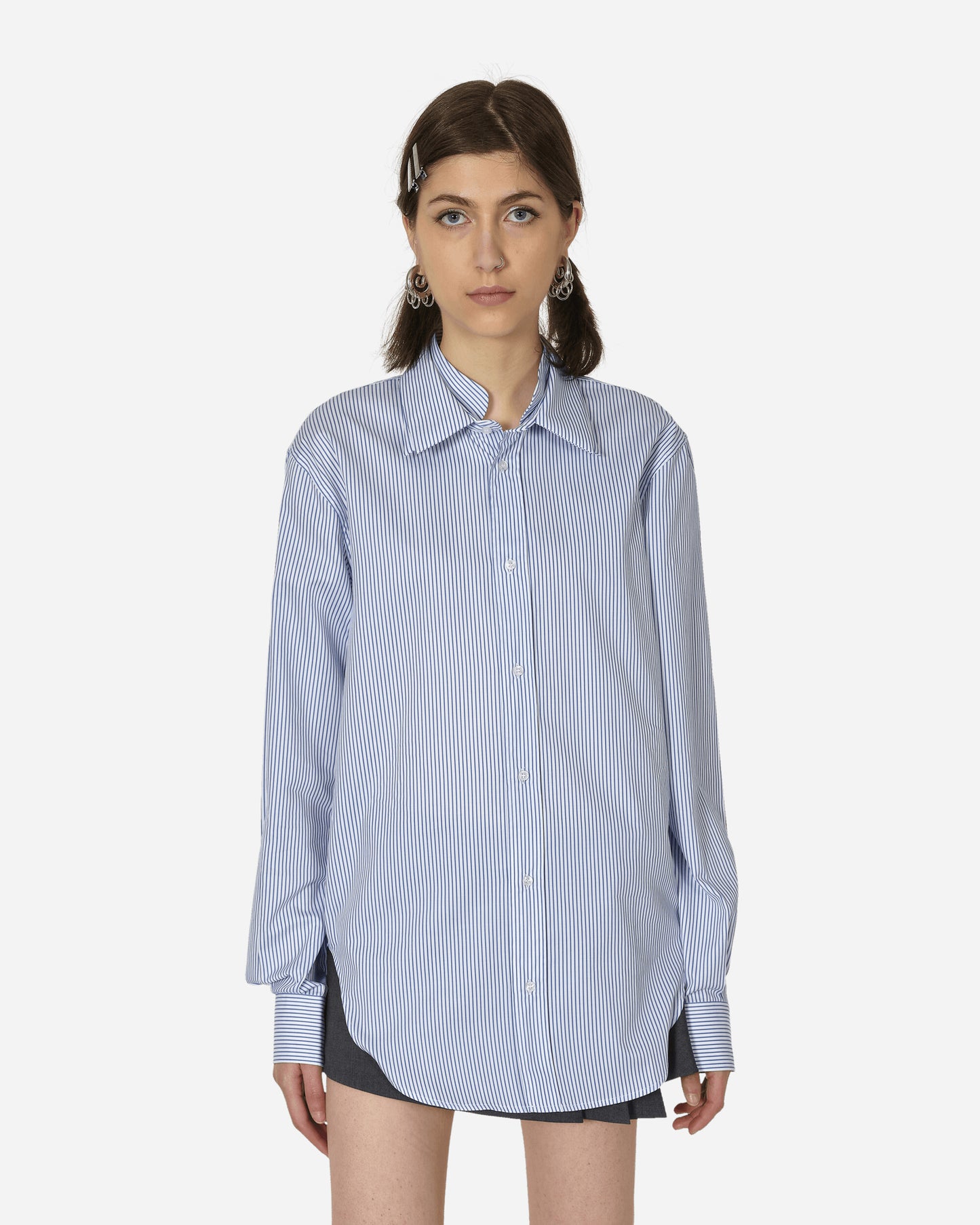 _J.L-A.L_ Triple Collar Shirting White Blue Stripe Shirts Longsleeve JBMW056FA48 WTH0007