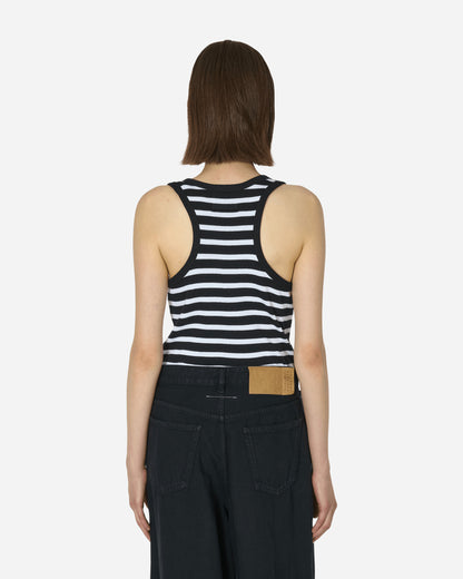 Jean Paul Gaultier Wmns Ribbed Marinier Tank Top Black/White T-Shirts Shortsleeve DB036-J054 0001