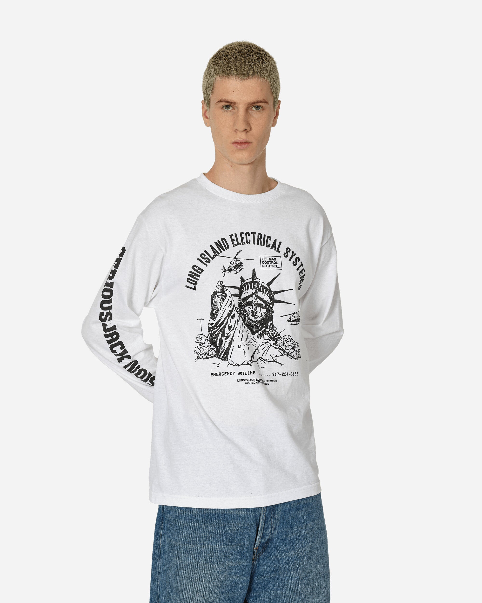 L.I.E.S. Records L.I.E.S. Statue L/S T-Shirt White T-Shirts Longsleeve LIESLS-003 003