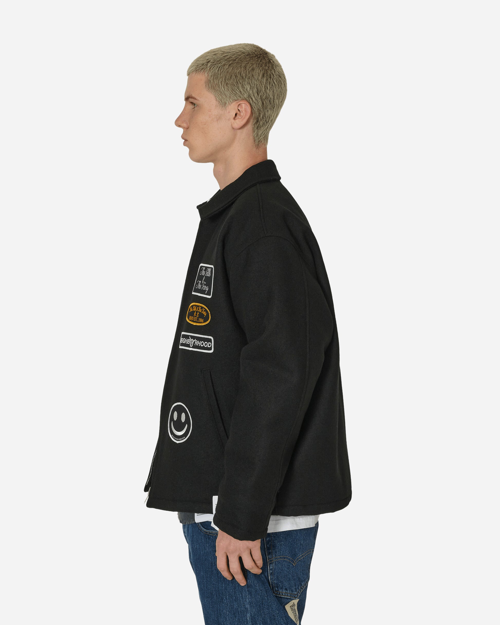 Neighborhood Melton Zip Up Jacket Black Coats and Jackets Bomber Jackets 232SPNH-JKM02 BK