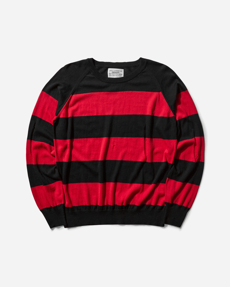 Peel & Lift Peel & Lift  X Slam Jam Damaged Stripe Jumper Black/Red Knitwears Sweaters PL23-K004 001