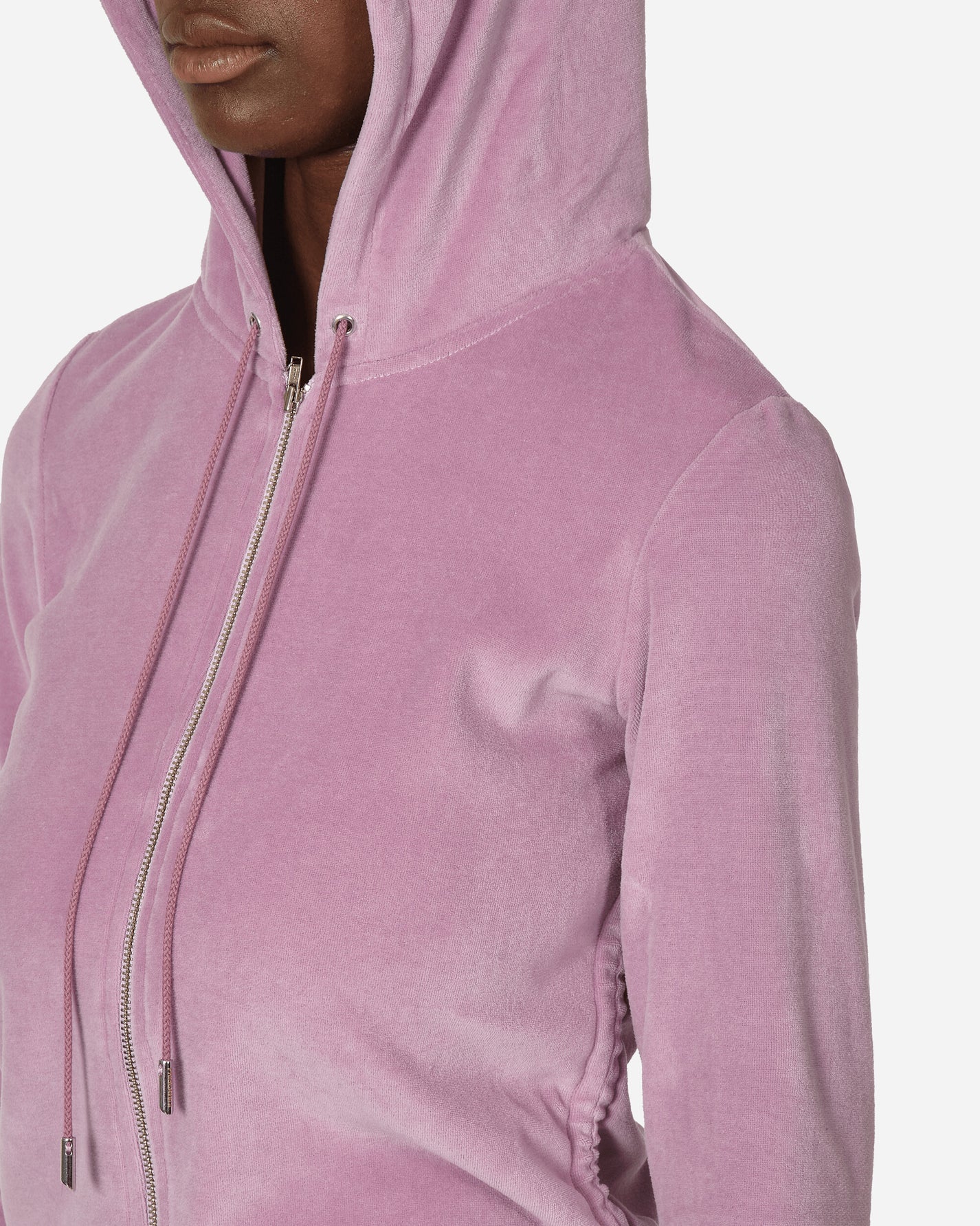 Priscavera Wmns Velour Ruched Zip-Up Hoodie Lavender Sweatshirts Hoodies 007018-184 LV