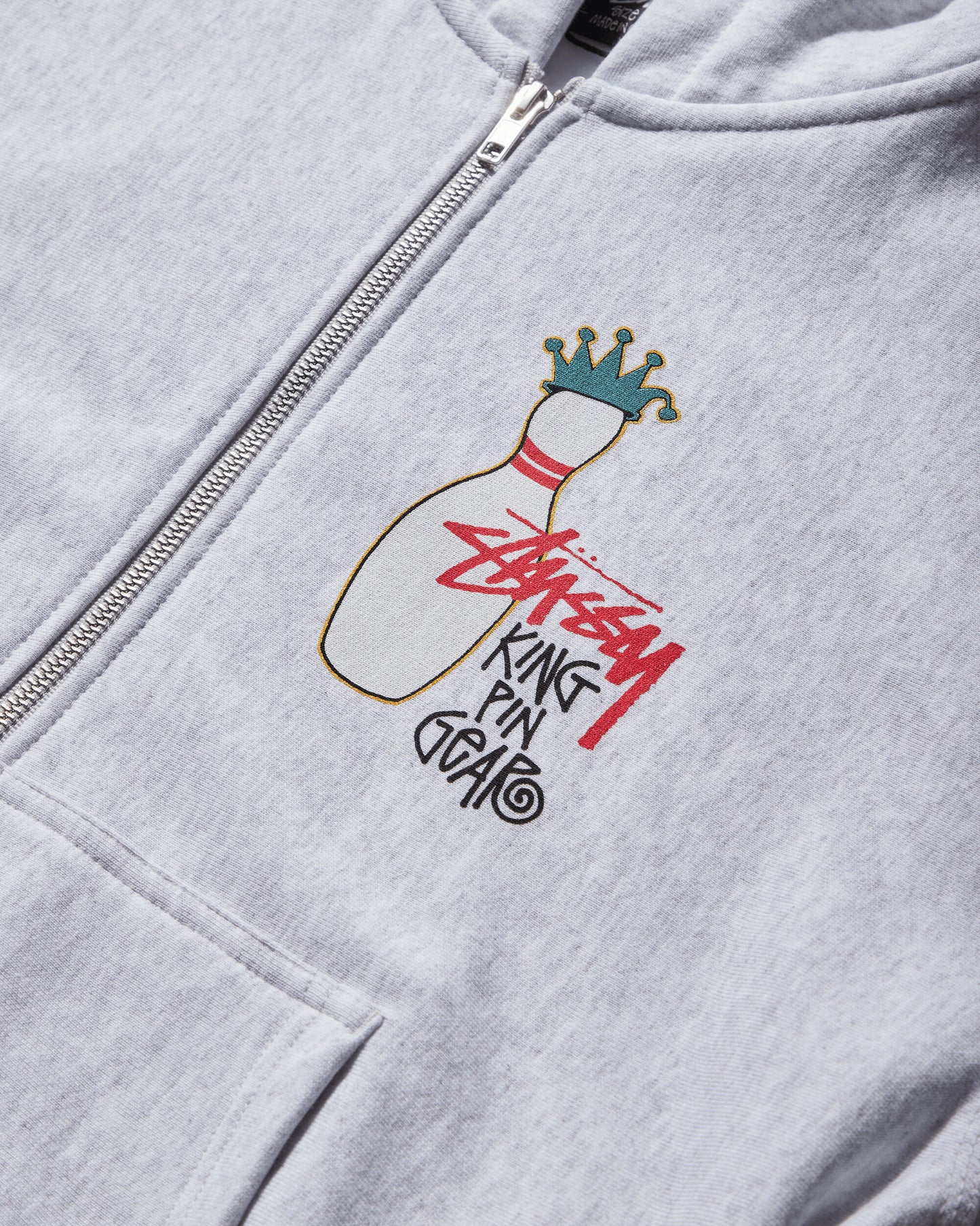 Stüssy Kingpin Zip Hood Ash Heather Sweatshirts Hoodies 1975037 0062