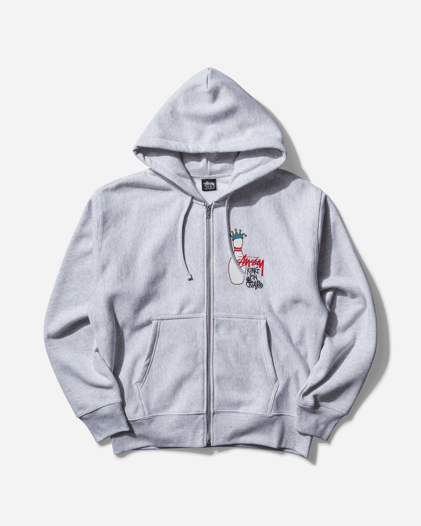 Stüssy Kingpin Zip Hood Ash Heather Sweatshirts Hoodies 1975037 0062