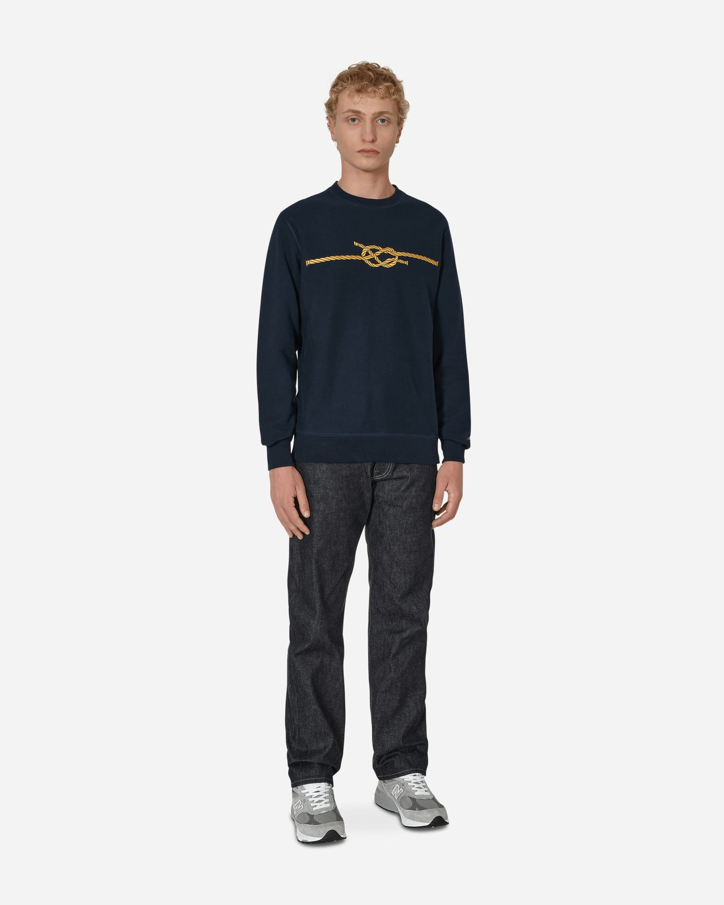 Noah Knot Crewneck Navy  Knitwears Sweaters SS070FW22 NVY