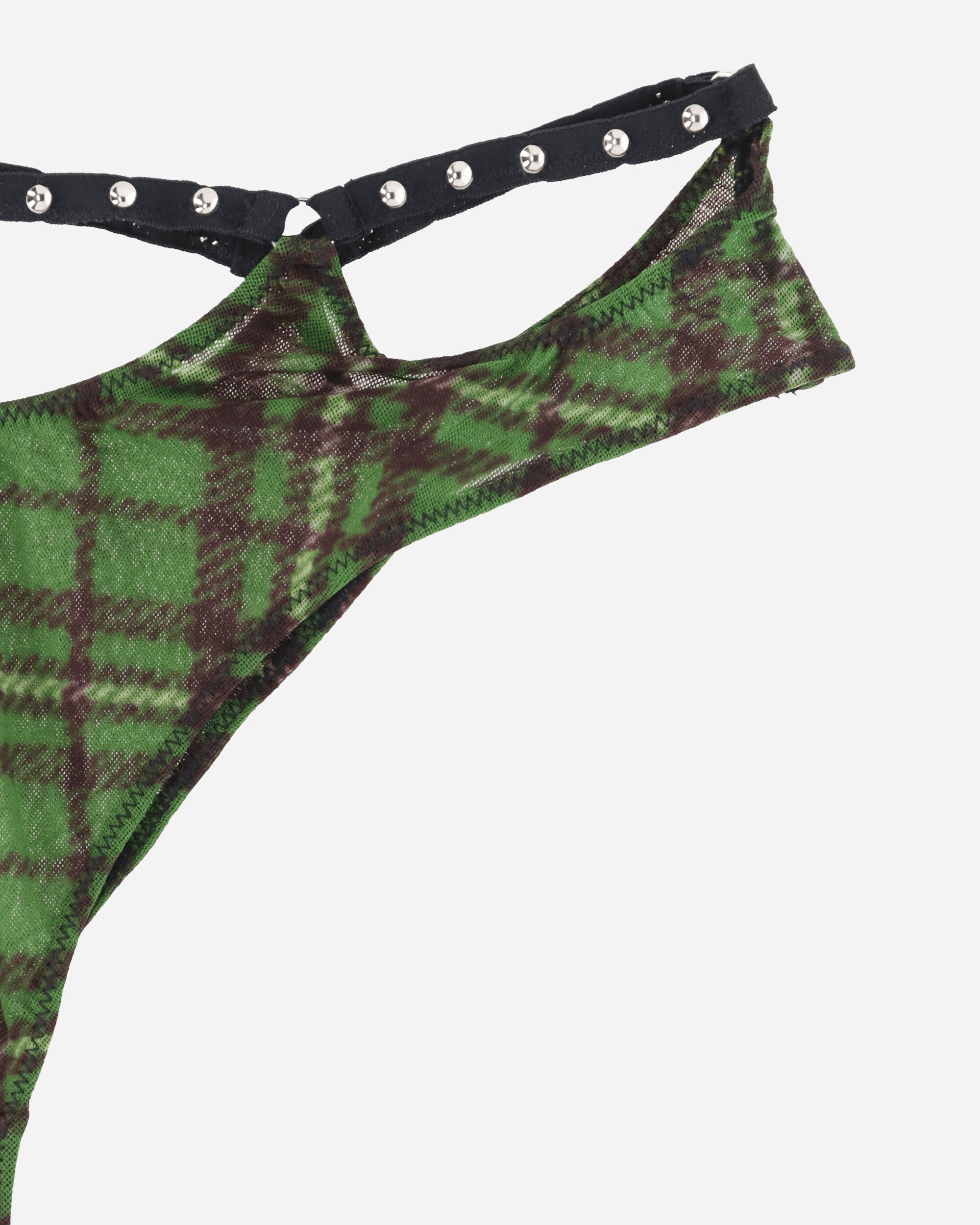 Priscavera Wmns Studded Thong Green Tartan Underwear Thongs 008024-107 GT