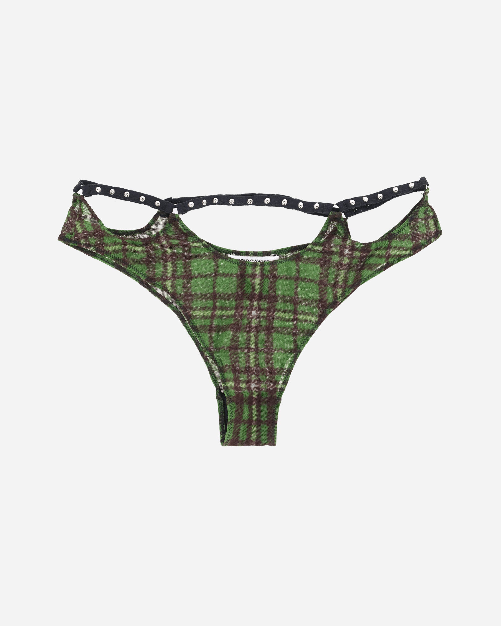 Priscavera Wmns Studded Thong Green Tartan Underwear Thongs 008024-107 GT