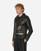 Slam Jam Leather Jacket Black Coats and Jackets Jackets MBMW001LE01 BLK0001