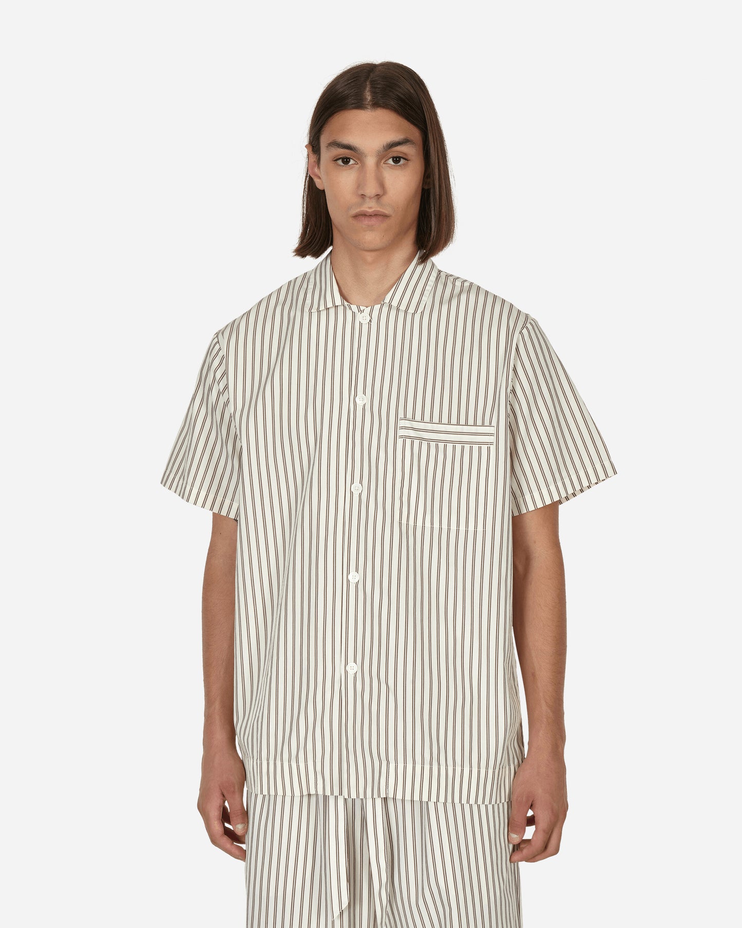 Tekla Poplin - Pyjamas Short Sleeve Shirt Hoppe Stripes Underwear Pajamas SWE HS