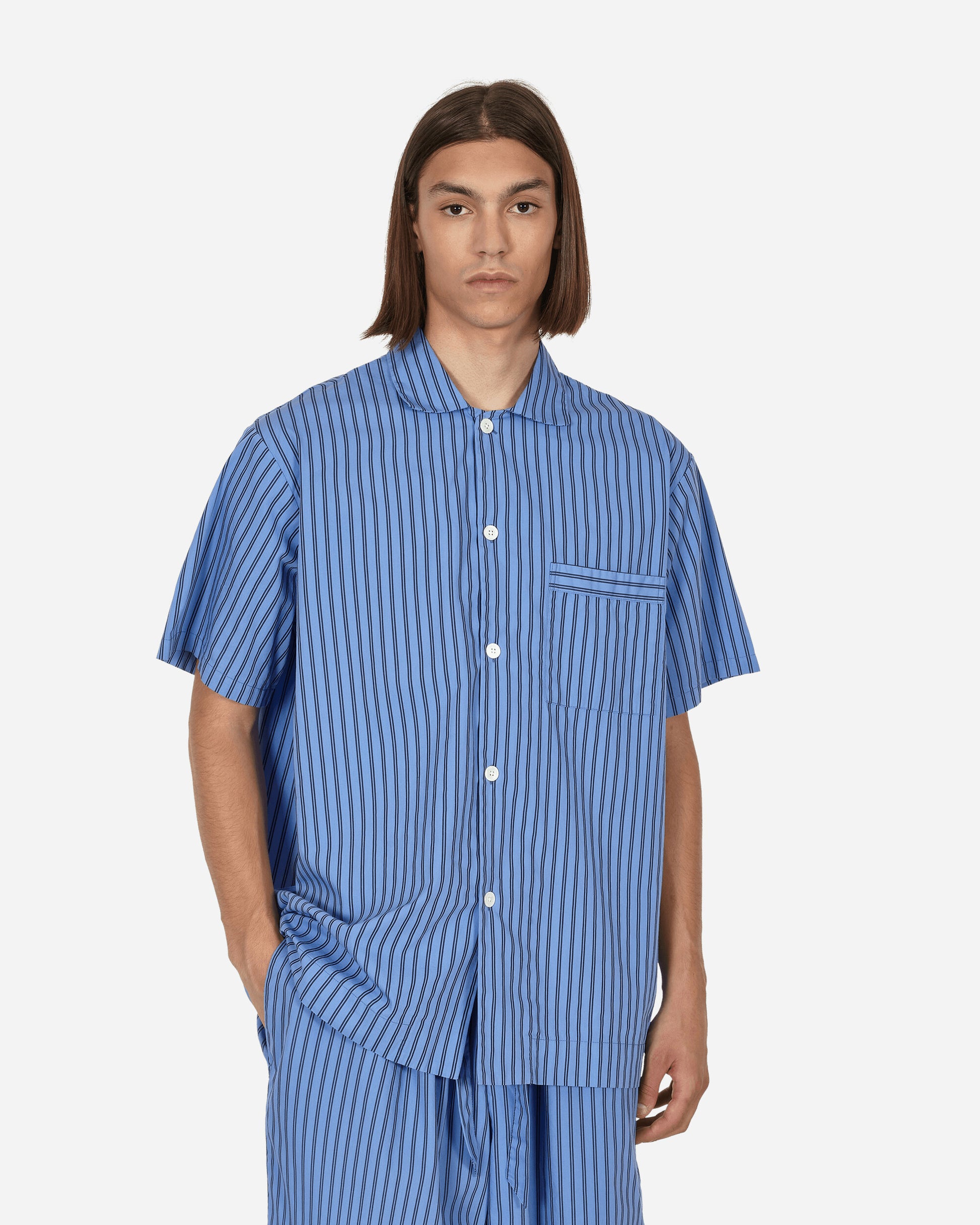 Tekla Poplin - Pyjamas Short Sleeve Shirt Boro Stripes Underwear Pajamas SWE BS